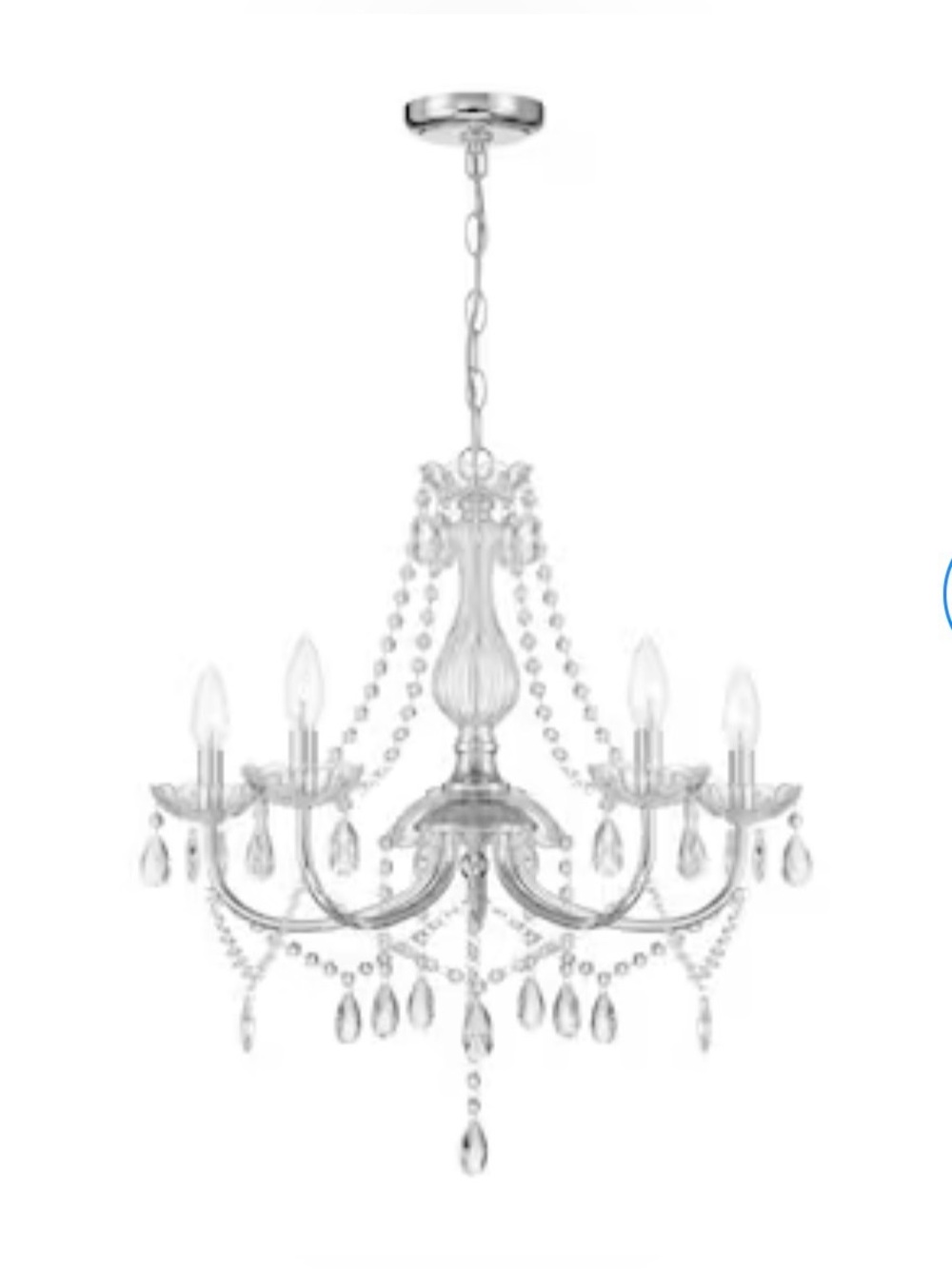 allen + roth Brookehill 5 -Light Chrome Hardwired CrystalClear glass Chandelier